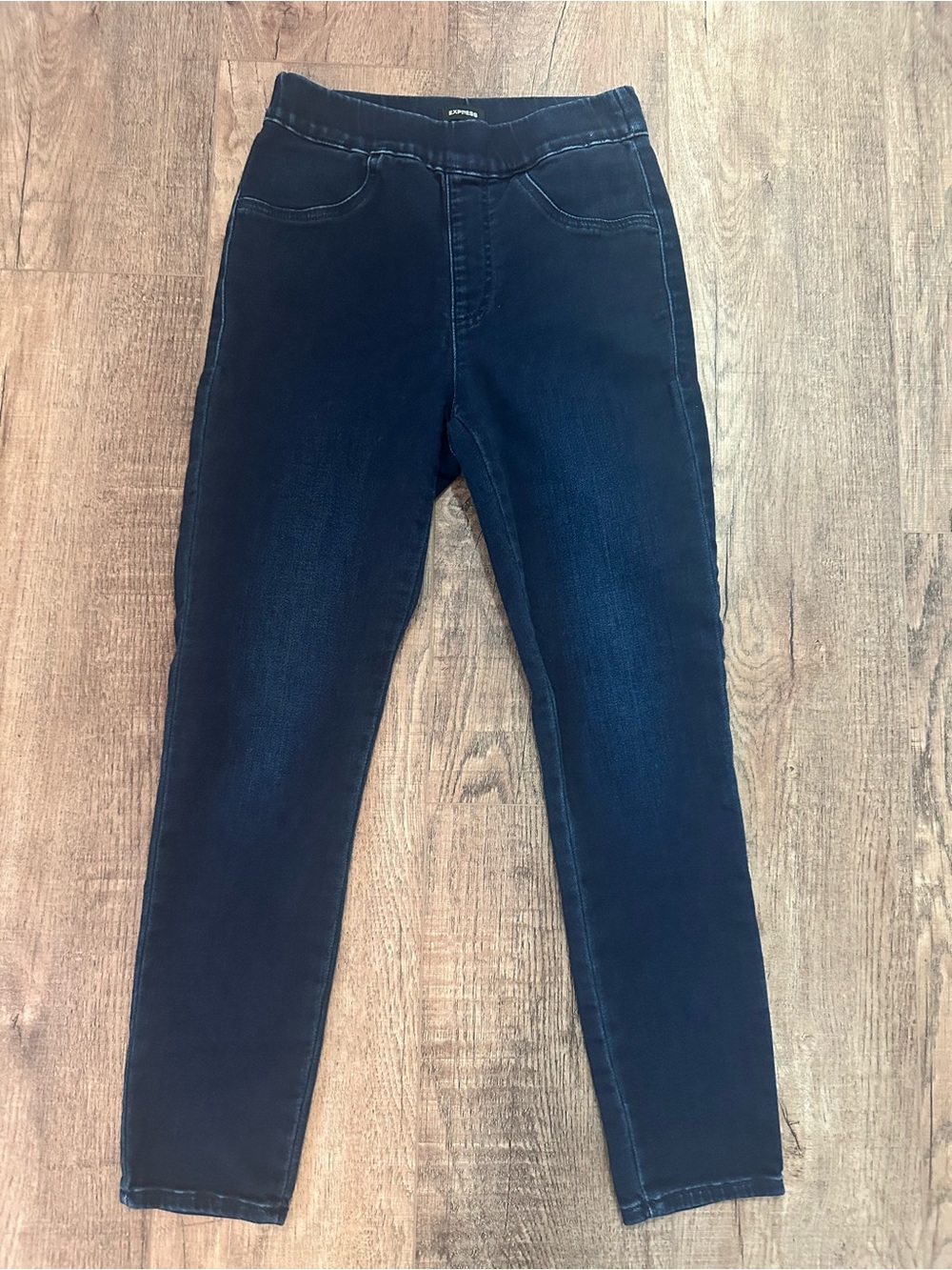 Express Women’s Pull-On Dark Blue Stretch Skinny Jegging Jeans Small Short